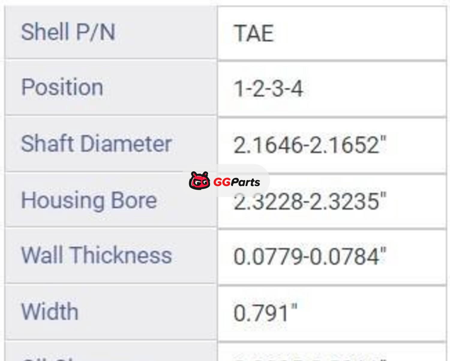 ENGINETECH BC1004 Crankshaft Main Bearing