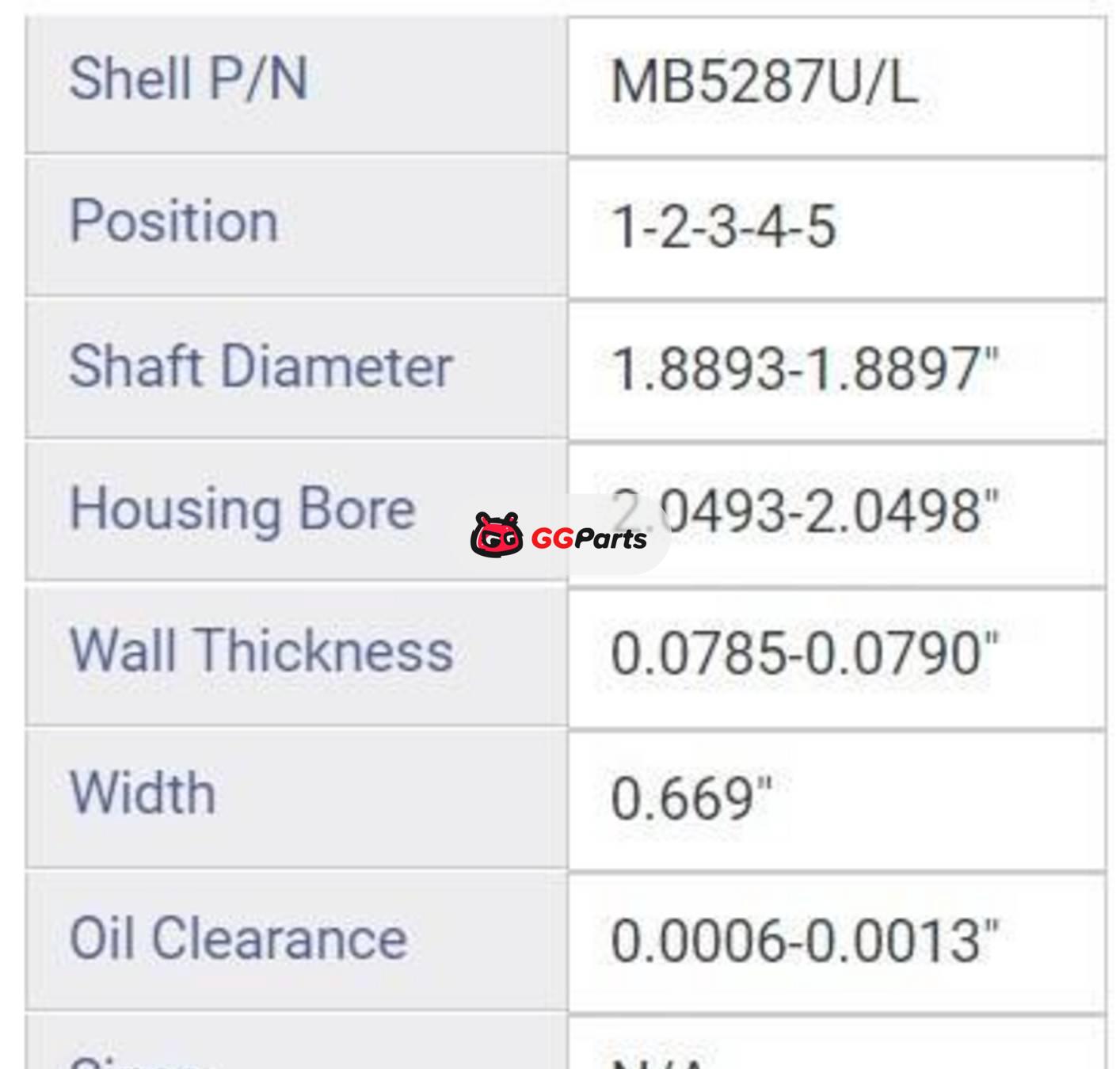 ENGINETECH BC1008 Crankshaft Main Bearing