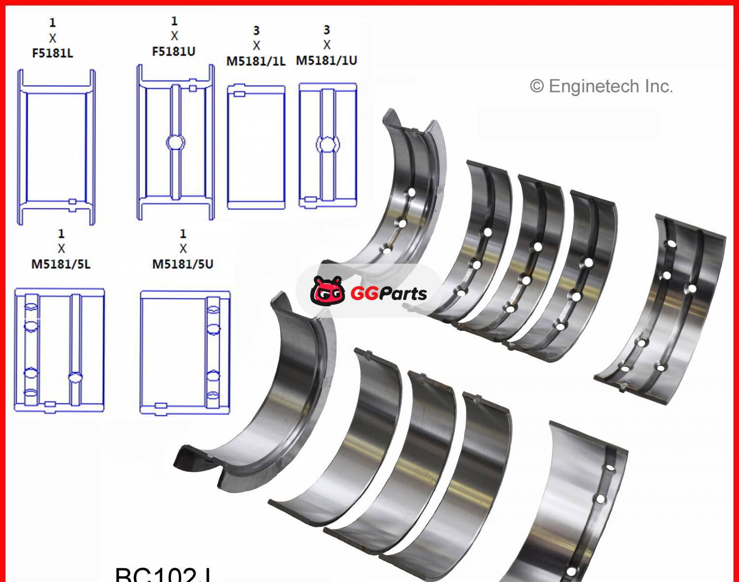 ENGINETECH BC102J Crankshaft Main Bearing