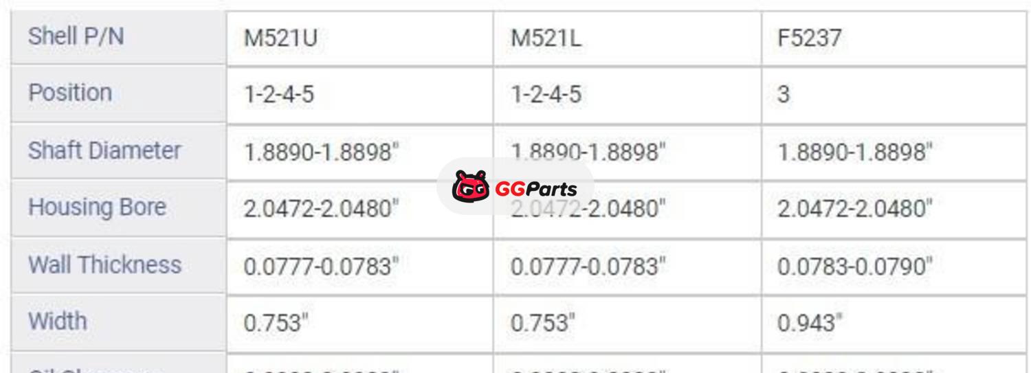 ENGINETECH BC1124 Crankshaft Main Bearing