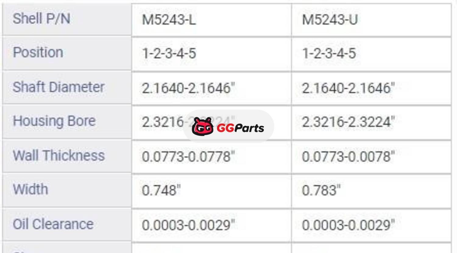 ENGINETECH BC1213 Crankshaft Main Bearing