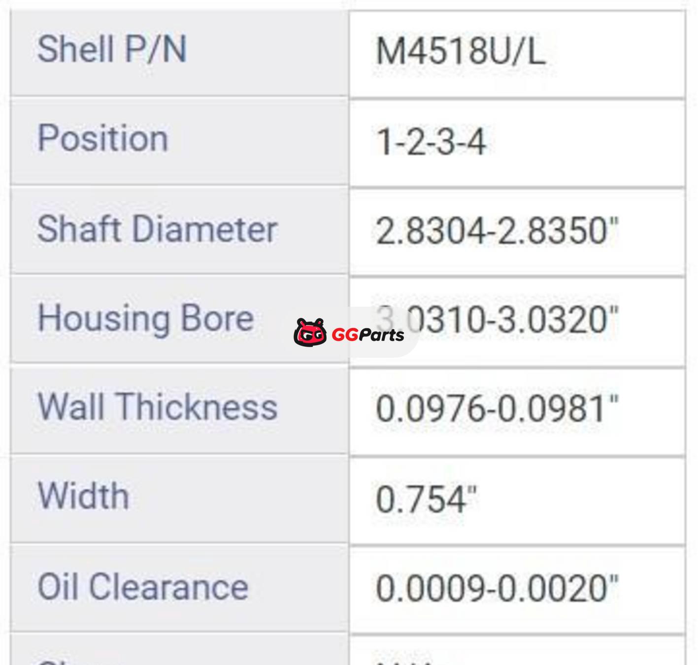ENGINETECH BC154J Crankshaft Main Bearing