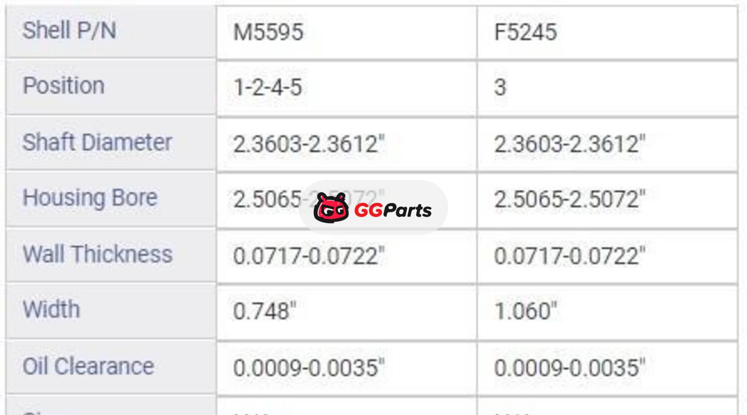 ENGINETECH BC2209 Crankshaft Main Bearing