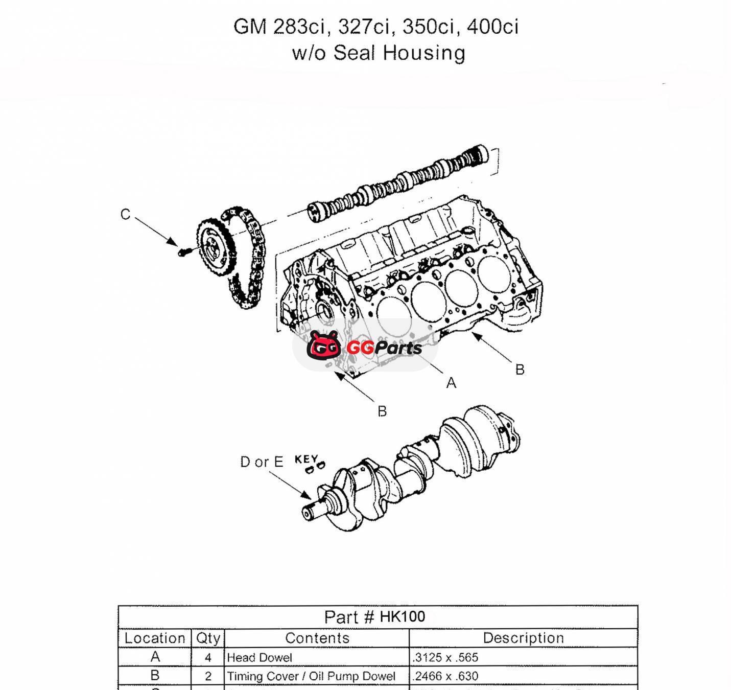 ENGINETECH HK100 Camshaft Hardware Kit