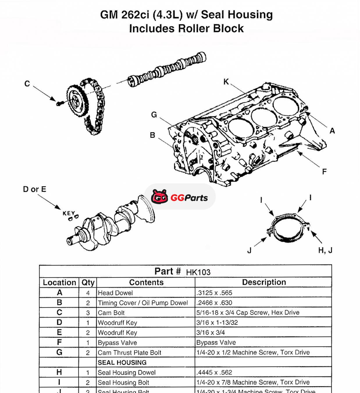ENGINETECH HK103 Camshaft Hardware Kit