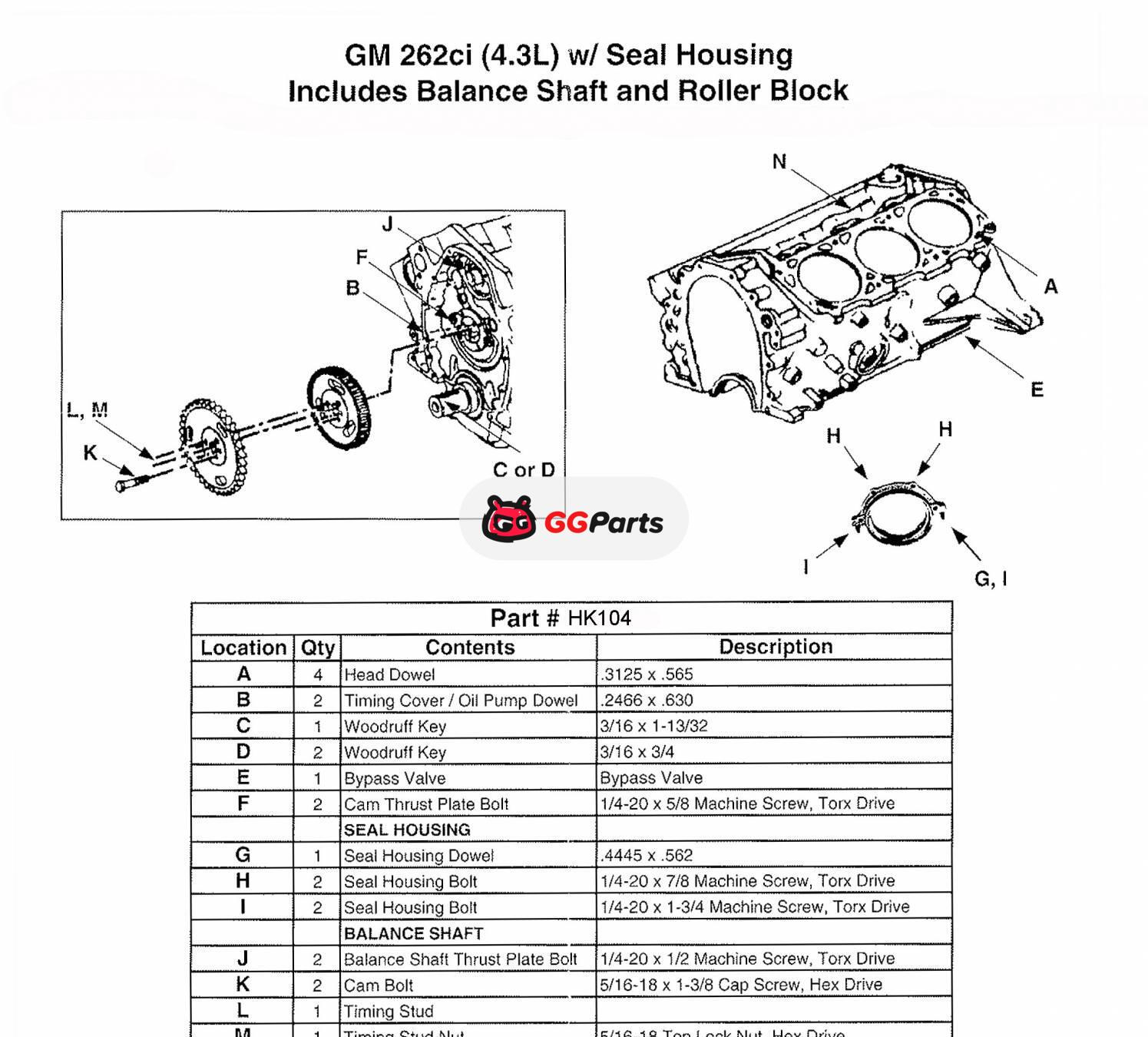 ENGINETECH HK104 Camshaft Hardware Kit