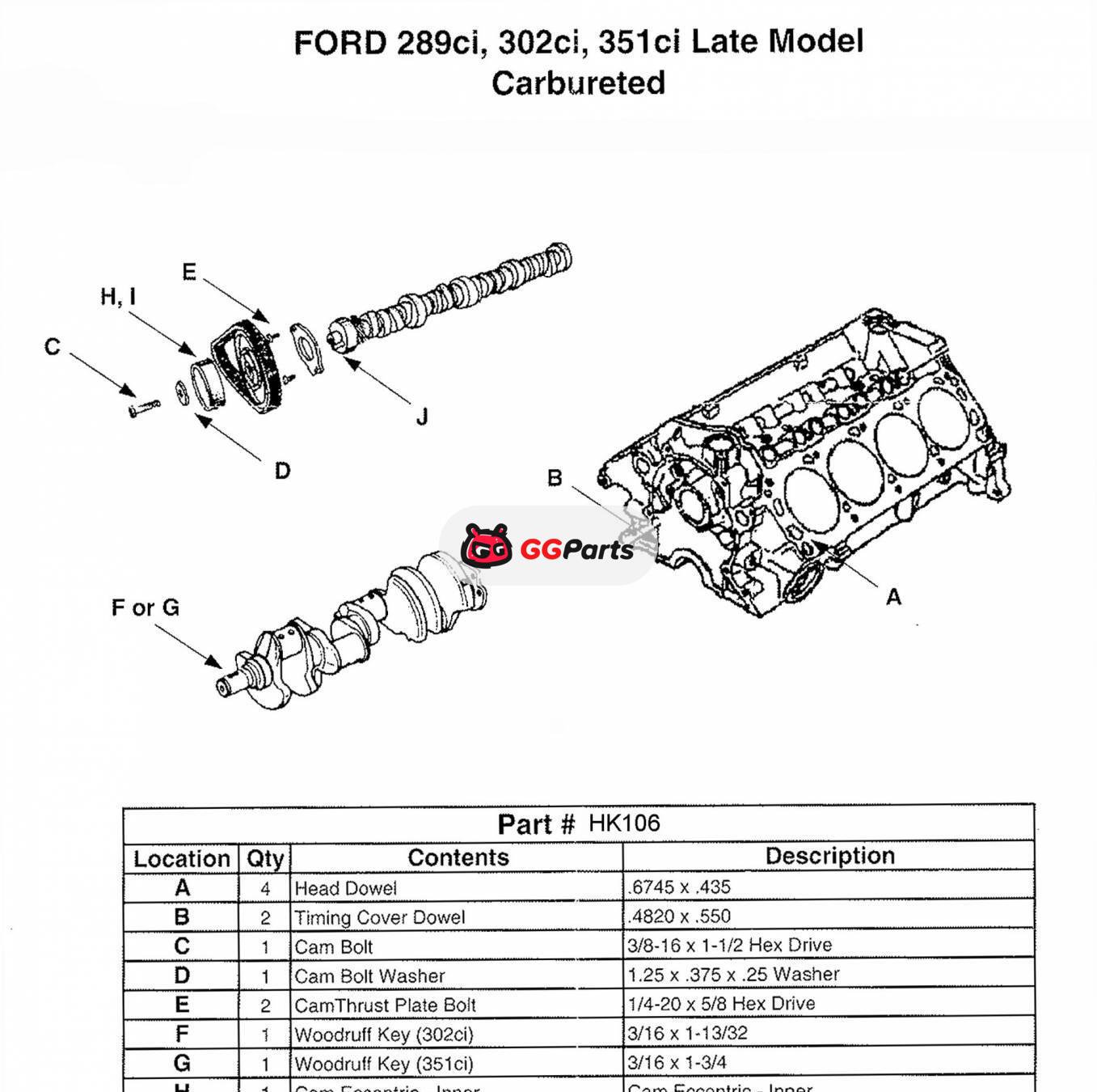 ENGINETECH HK106 Camshaft Hardware Kit