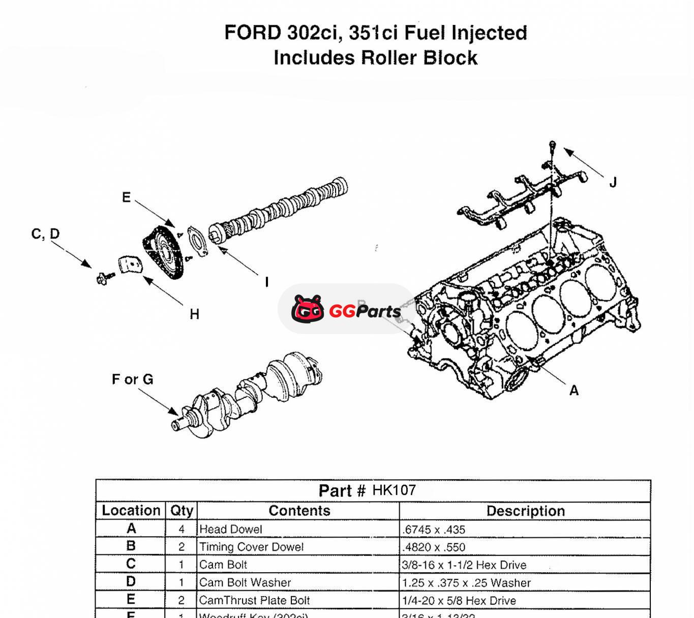 ENGINETECH HK107 Camshaft Hardware Kit