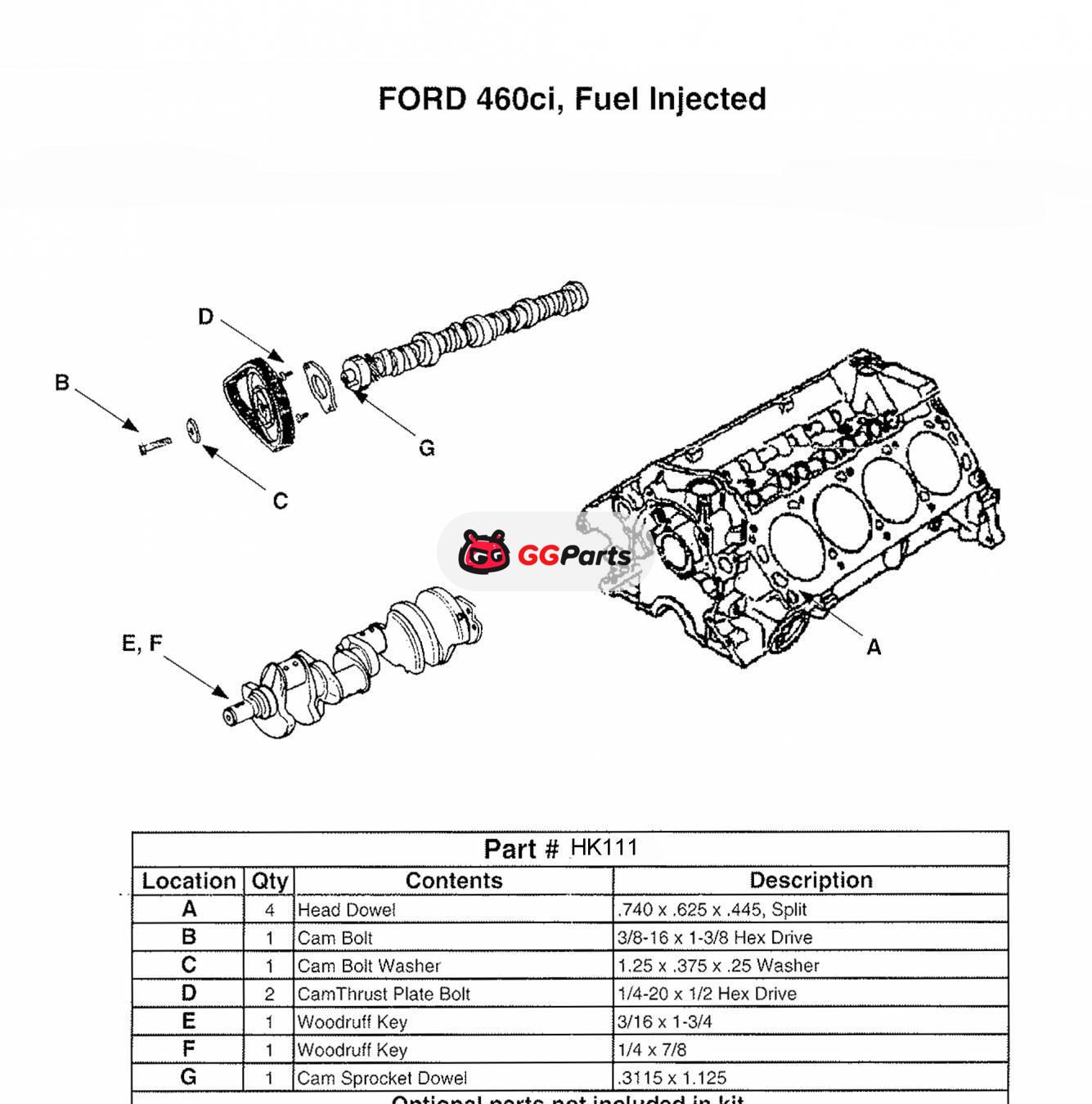 ENGINETECH HK111 Camshaft Hardware Kit